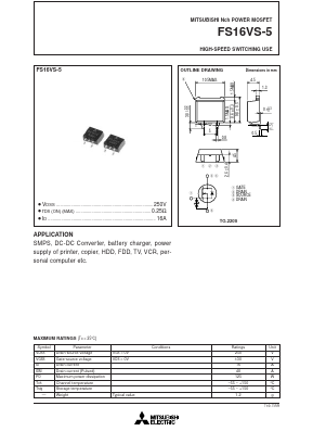 FS16VS-5 Datasheet PDF MITSUBISHI ELECTRIC 