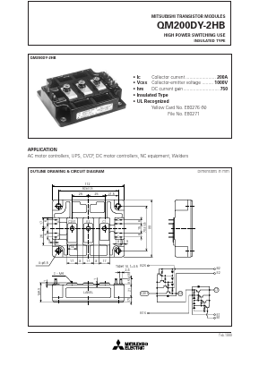 QM200DY-2HB Datasheet PDF MITSUBISHI ELECTRIC 