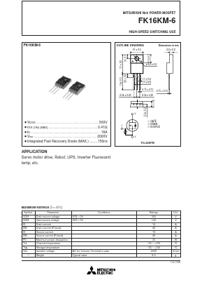 FK16KM-6 Datasheet PDF MITSUBISHI ELECTRIC 