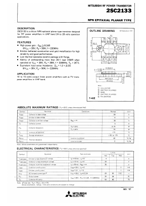 2SC2133 Datasheet PDF MITSUBISHI ELECTRIC 