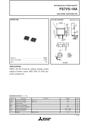 FS7VS-18A Datasheet PDF MITSUBISHI ELECTRIC 