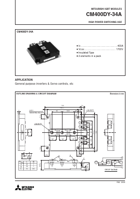 CM400DY-34A Datasheet PDF MITSUBISHI ELECTRIC 