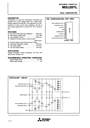 M51207 Datasheet PDF MITSUBISHI ELECTRIC 