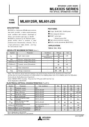ML60125R Datasheet PDF MITSUBISHI ELECTRIC 