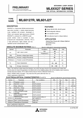 ML6XX27 Datasheet PDF MITSUBISHI ELECTRIC 