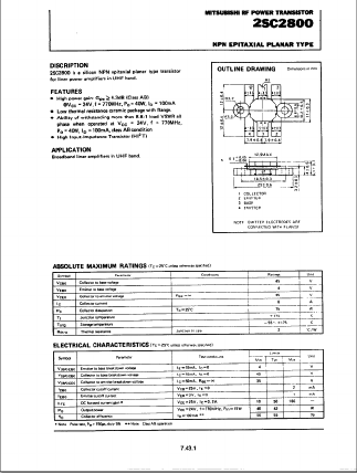 2SC2800 Datasheet PDF Mitsumi