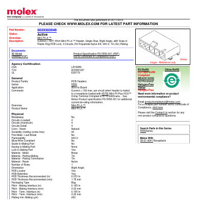 5569-04A4-210 Datasheet PDF Molex Connectors