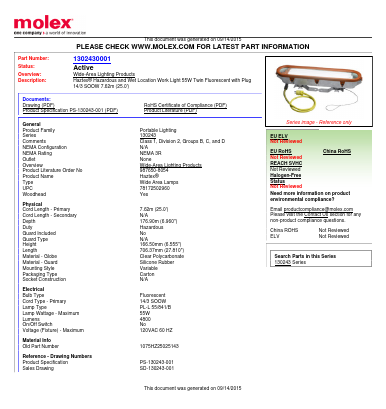 1302430001 Datasheet PDF Molex Connectors