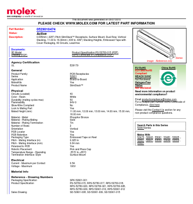 0529010474 Datasheet PDF Molex Connectors