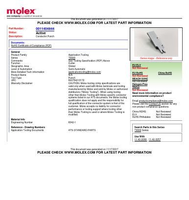 0011404844 Datasheet PDF Molex Connectors
