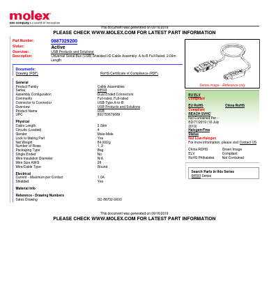 88732-8502 Datasheet PDF Molex Connectors