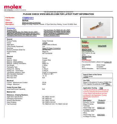 1720631311 Datasheet PDF Molex Connectors