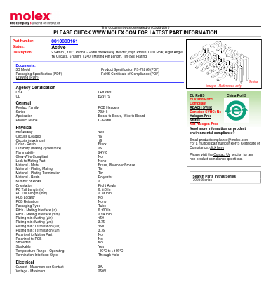 A-70216-0085 Datasheet PDF Molex Connectors