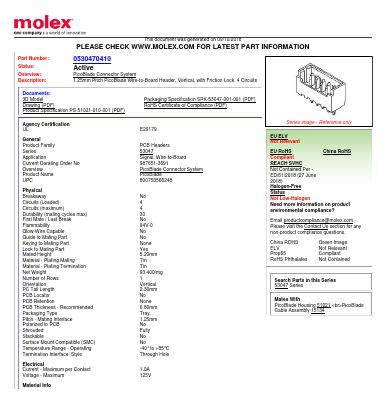53047-0410 Datasheet PDF Molex Connectors