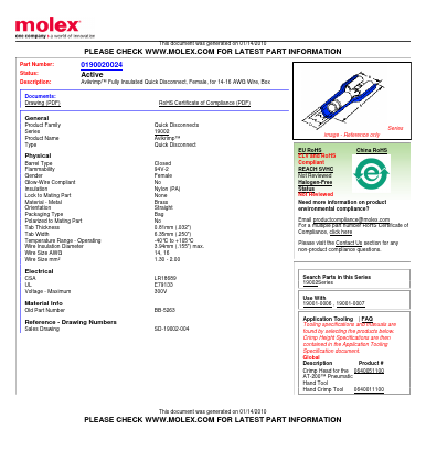 19002-0024 Datasheet PDF Molex Connectors