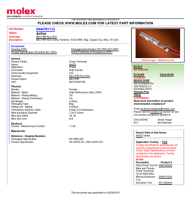 0444761112 Datasheet PDF Molex Connectors