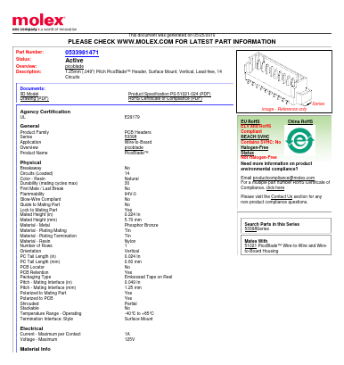 53398-1471 Datasheet PDF Molex Connectors