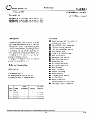 MSU2954C40 Datasheet PDF Mosel Vitelic Corporation 