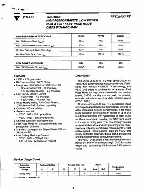 VC53C104BK60L Datasheet PDF Mosel Vitelic Corporation 
