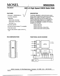 MS62256AL-25 Datasheet PDF Mosel Vitelic Corporation 