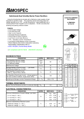 MBR1060CL Datasheet PDF Mospec Semiconductor