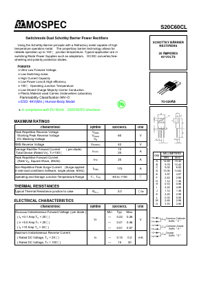 S20C60CL Datasheet PDF Mospec Semiconductor