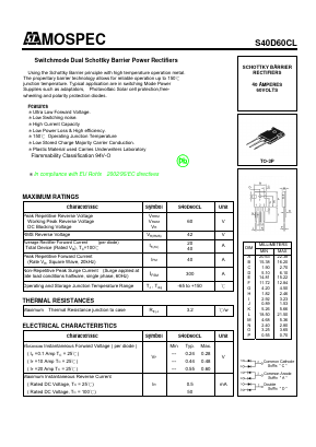S40D60CL Datasheet PDF Mospec Semiconductor