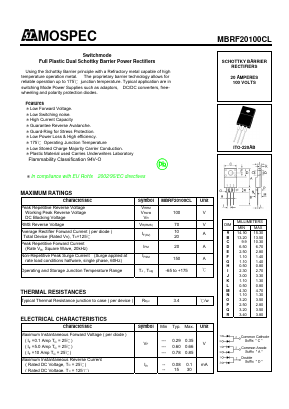 MBRF20100CL Datasheet PDF Mospec Semiconductor