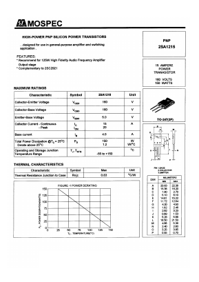 2SA1215 Datasheet PDF Mospec Semiconductor