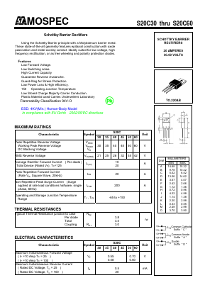 S20C50 Datasheet PDF Mospec Semiconductor