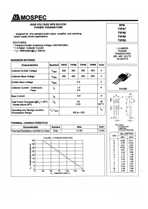 TIP50 Datasheet PDF Mospec Semiconductor
