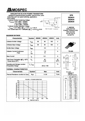 2SD633 Datasheet PDF Mospec Semiconductor
