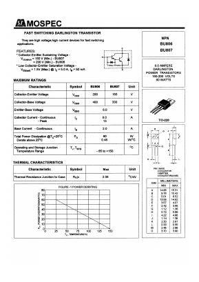 BU807 Datasheet PDF Mospec Semiconductor