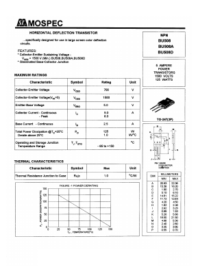 BU508 Datasheet PDF Mospec Semiconductor