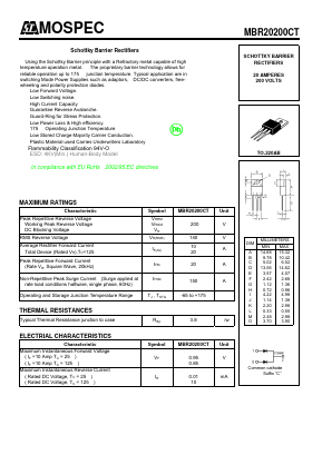 MBR20200CT Datasheet PDF Mospec Semiconductor