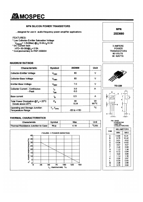 2SD880 Datasheet PDF Mospec Semiconductor