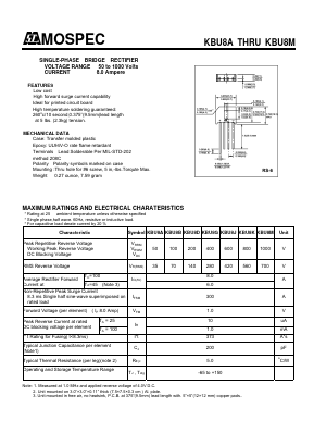 KBU8J Datasheet PDF Mospec Semiconductor