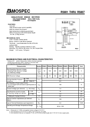 RS801 Datasheet PDF Mospec Semiconductor