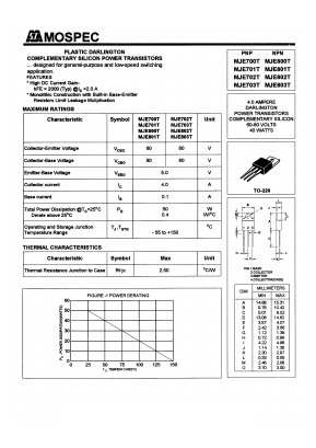 MJE803T Datasheet PDF Mospec Semiconductor