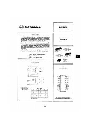 MC10130L Datasheet PDF Motorola => Freescale