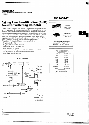 MC145447P Datasheet PDF Motorola => Freescale