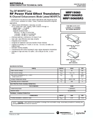 MRF19060SR3 Datasheet PDF Motorola => Freescale