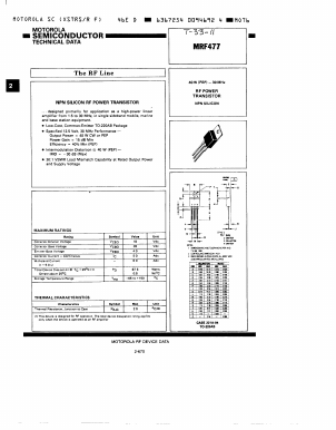 MRF477 Datasheet PDF Motorola => Freescale