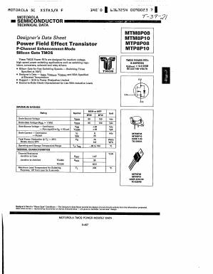 MTP8P10 Datasheet PDF Motorola => Freescale
