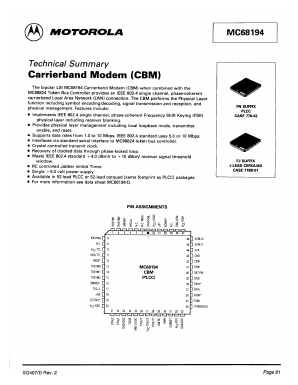 MC68194FJ Datasheet PDF Motorola => Freescale
