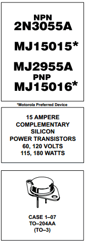 MJ15015 Datasheet PDF Motorola => Freescale