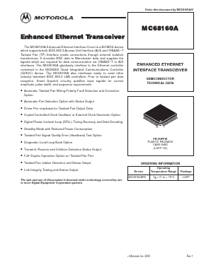 MC68160AFB Datasheet PDF Motorola => Freescale