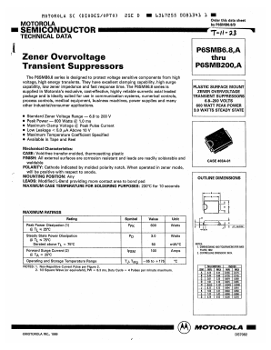 P6SMB22A Datasheet PDF Motorola => Freescale