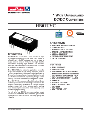 HB01U05S05YC Datasheet PDF Murata Power Solutions