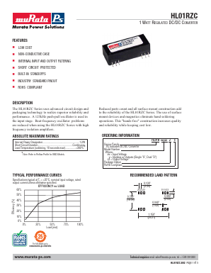 HL01R15D12ZC Datasheet PDF Murata Power Solutions